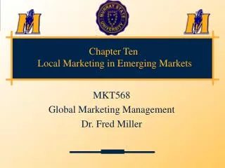 Chapter Ten Local Marketing in Emerging Markets