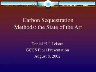Carbon Sequestration Methods: the State of the Art