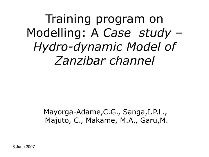 training program on modelling a case study hydro dynamic model of zanzibar channel