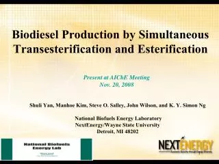 Biodiesel Production by Simultaneous Transesterification and Esterification