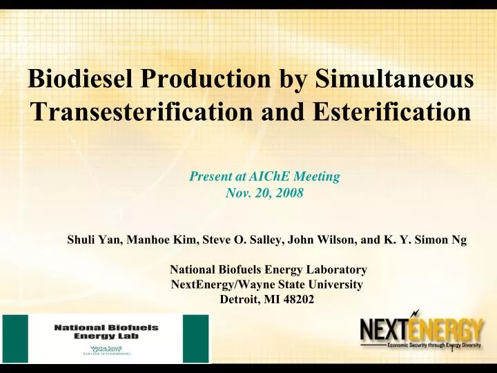 biodiesel production by simultaneous transesterification and esterification