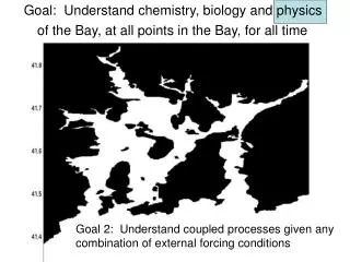 Goal: Understand chemistry, biology and physics of the Bay, at all points in the Bay, for all time