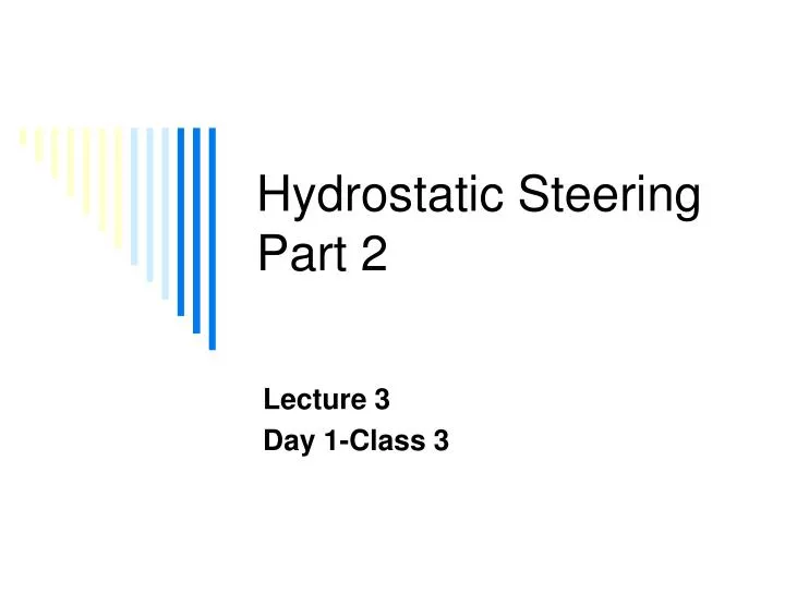 hydrostatic steering part 2