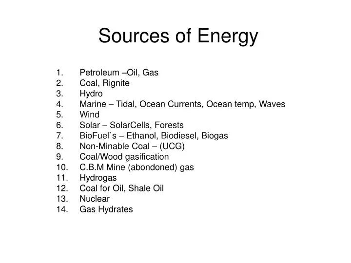 sources of energy