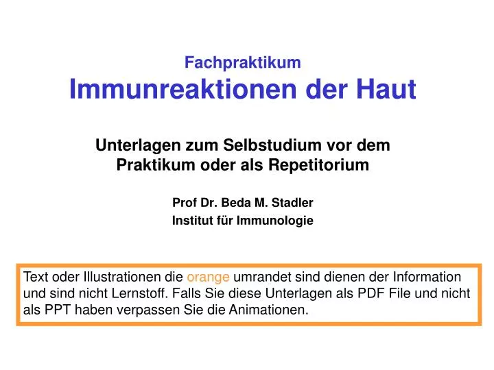 fachpraktikum immunreaktionen der haut