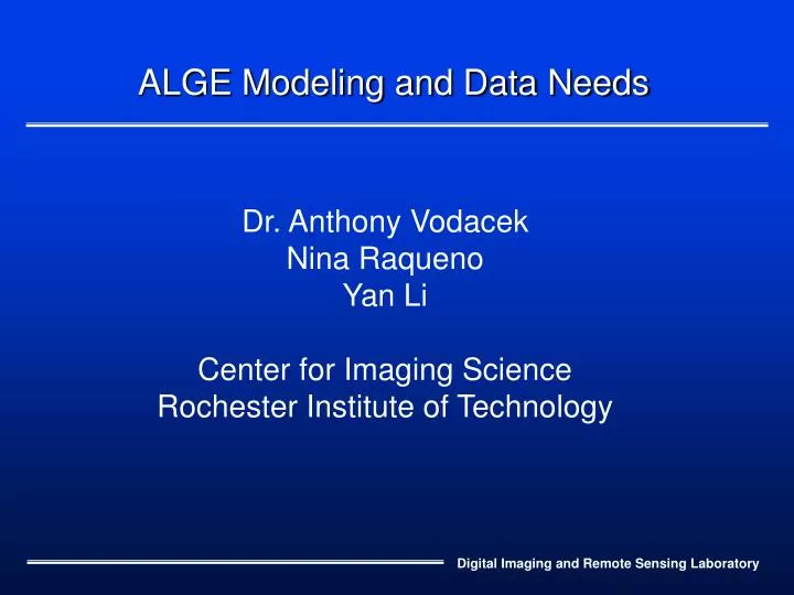 alge modeling and data needs