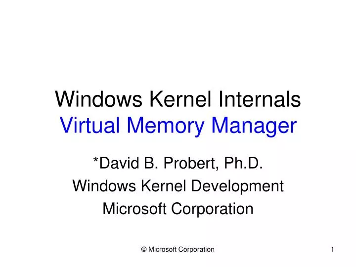 windows kernel internals virtual memory manager
