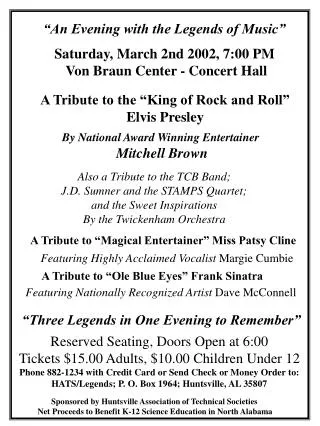 “An Evening with the Legends of Music”