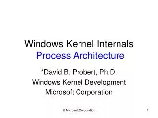 Windows Kernel Internals Process Architecture