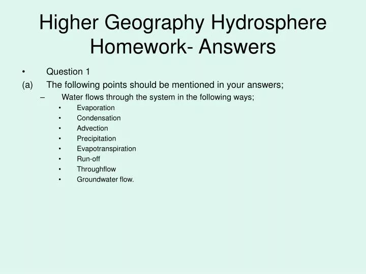 higher geography hydrosphere homework answers