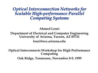 Optical Interconnection Networks for Scalable High-performance Parallel Computing Systems