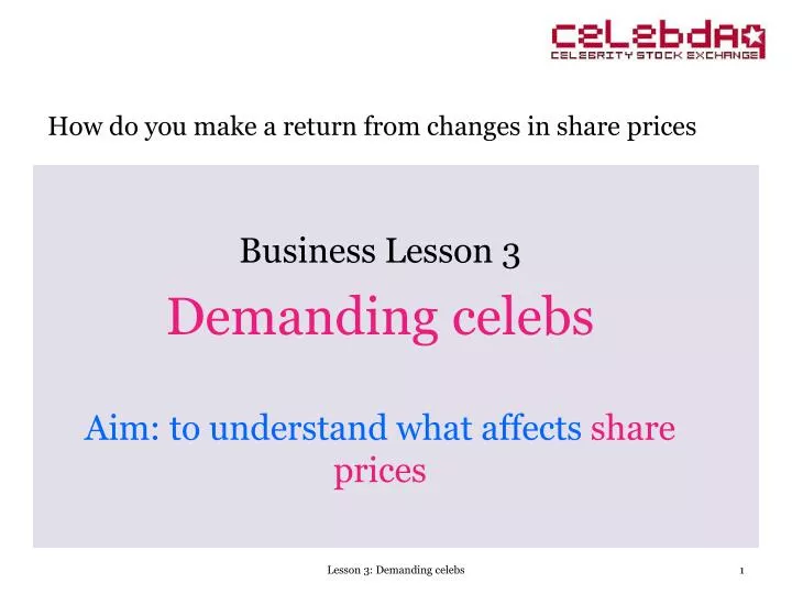 business lesson 3 demanding celebs aim to understand what affects share prices