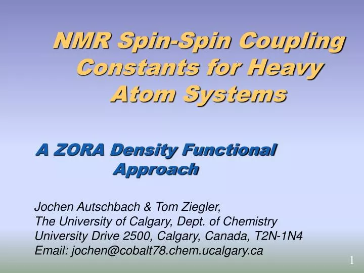 nmr spin spin coupling constants for heavy atom systems