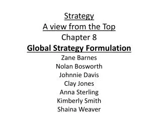Global Strategy Formulation