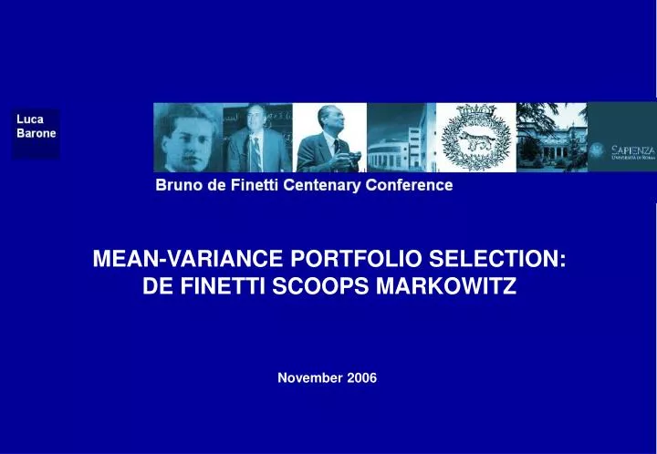 mean variance portfolio selection de finetti scoops markowitz
