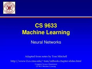 CS 9633 Machine Learning