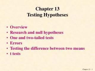 Chapter 13 Testing Hypotheses