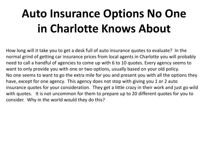 auto insurance options no one in charlotte knows about