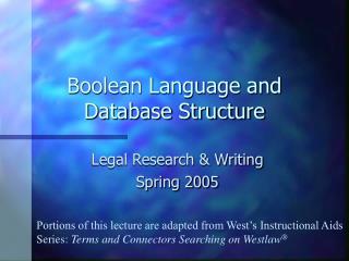 Boolean Language and Database Structure