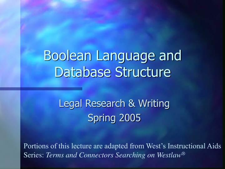 boolean language and database structure
