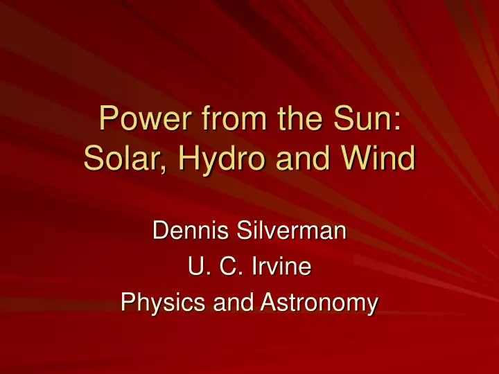 power from the sun solar hydro and wind