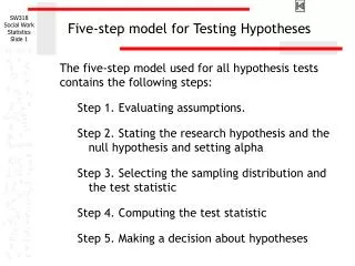 Five-step model for Testing Hypotheses