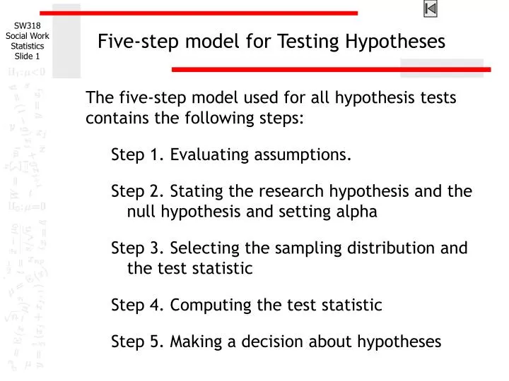 five step model for testing hypotheses