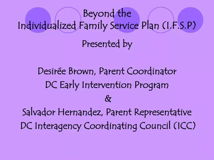 beyond the individualized family service plan i f s p