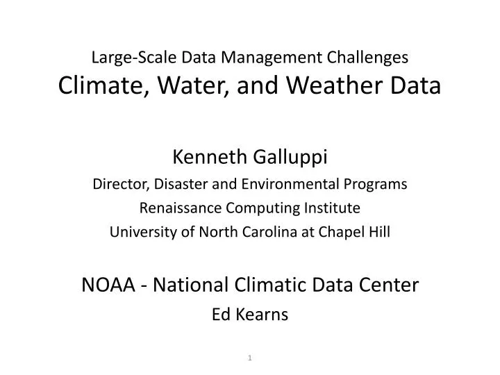 large scale data management challenges climate water and weather data