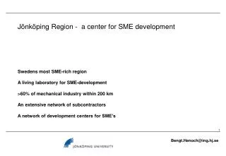 Jönköping Region - a center for SME development