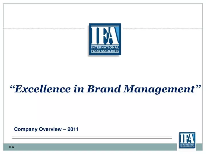 excellence in brand management