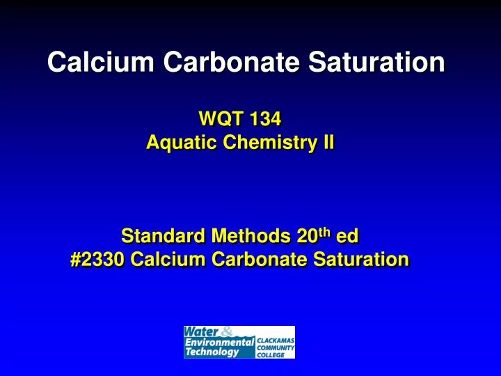 calcium carbonate saturation