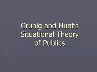 Grunig and Hunt’s Situational Theory of Publics