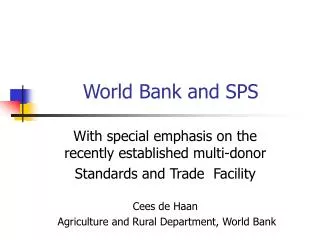 World Bank and SPS