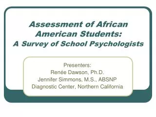 Assessment of African American Students: A Survey of School Psychologists