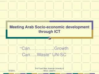 Meeting Arab Socio-economic development through ICT
