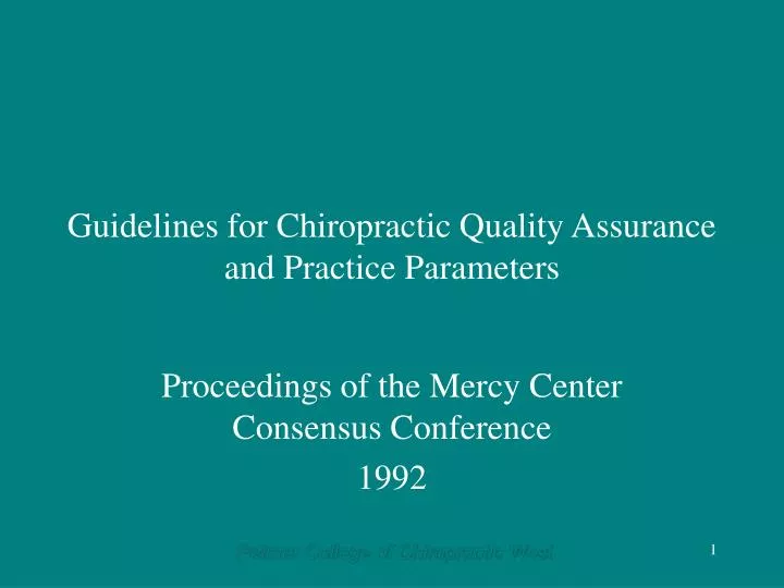 guidelines for chiropractic quality assurance and practice parameters