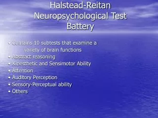 Halstead-Reitan Neuropsychological Test Battery