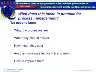 What does this mean in practice for process management ?