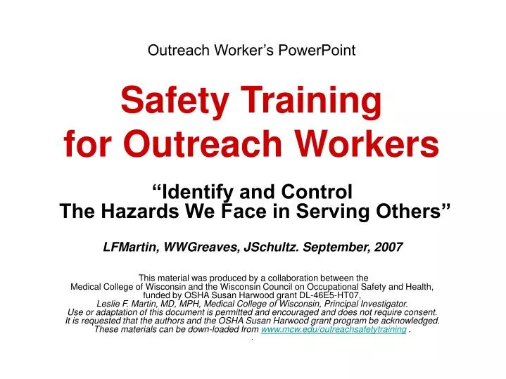 outreach worker s powerpoint safety training for outreach workers