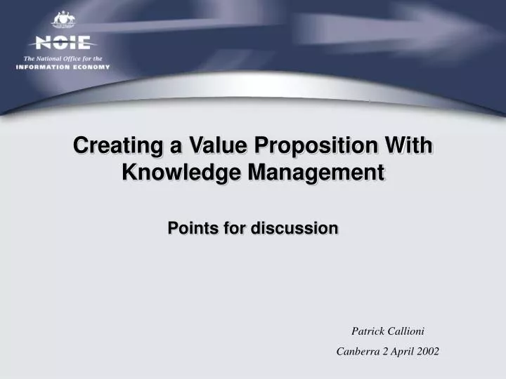 creating a value proposition with knowledge management