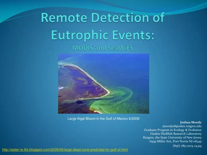 remote detection of eutrophic events modis and seawifs
