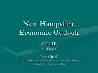 New Hampshire Economic Outlook