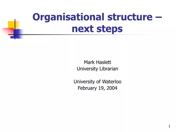 organisational structure next steps