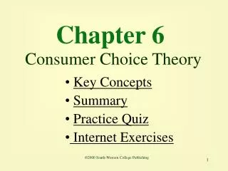 Chapter 6 Consumer Choice Theory