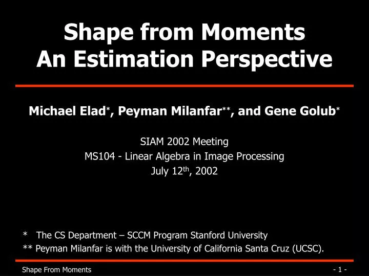 shape from moments an estimation perspective