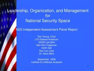 Leadership, Organization, and Management for National Security Space