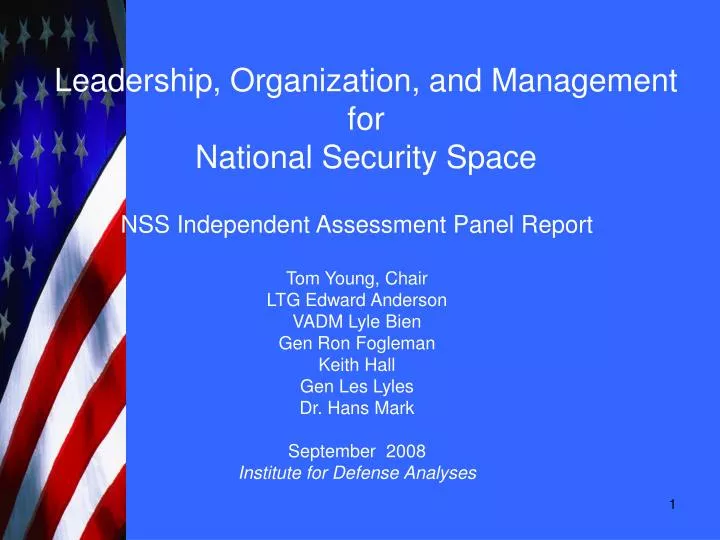 leadership organization and management for national security space