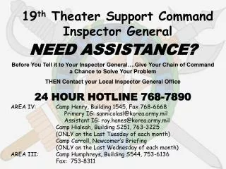 19 th Theater Support Command Inspector General