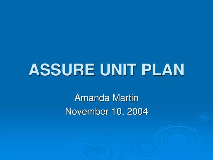 assure unit plan